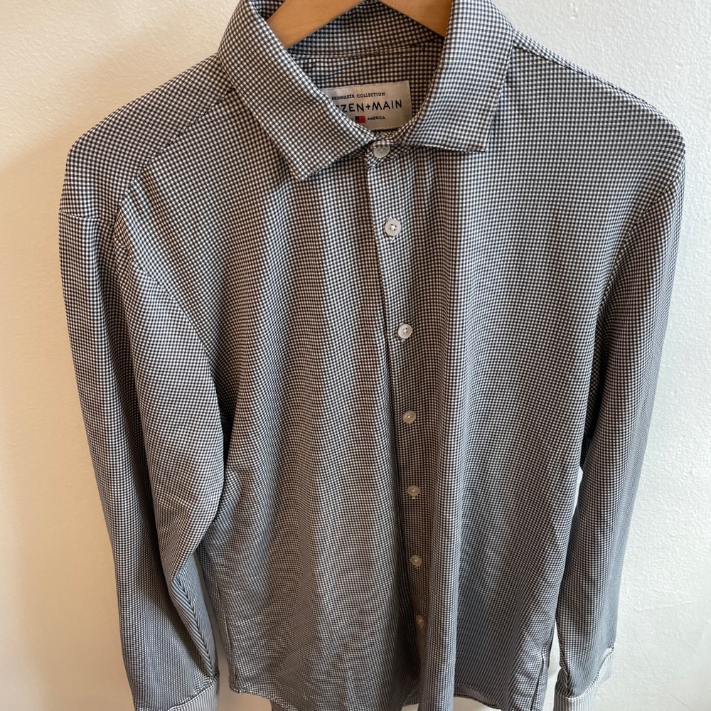 Mizzen+Main Gingham Shirt medium black and white spinnaker